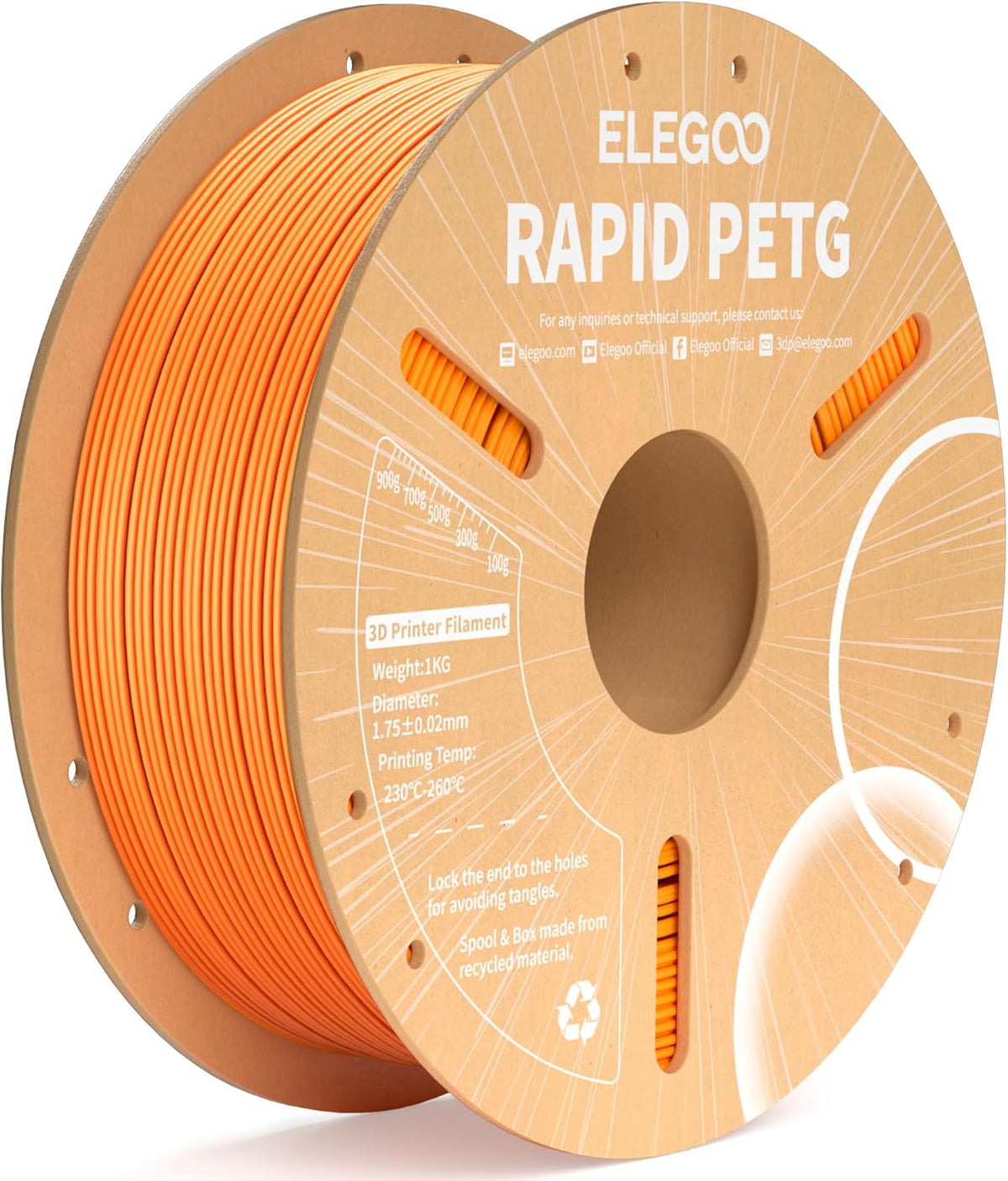 ELEGOO Rapid PETG Filament 1.75mm Black 1KG, 3D Printer Filament Max 600 mm/s High Speed Printing, Dimensional Accuracy +/- 0.02 mm Fit Most FDM Printer 1kg Cardboard Spool - PuriLite