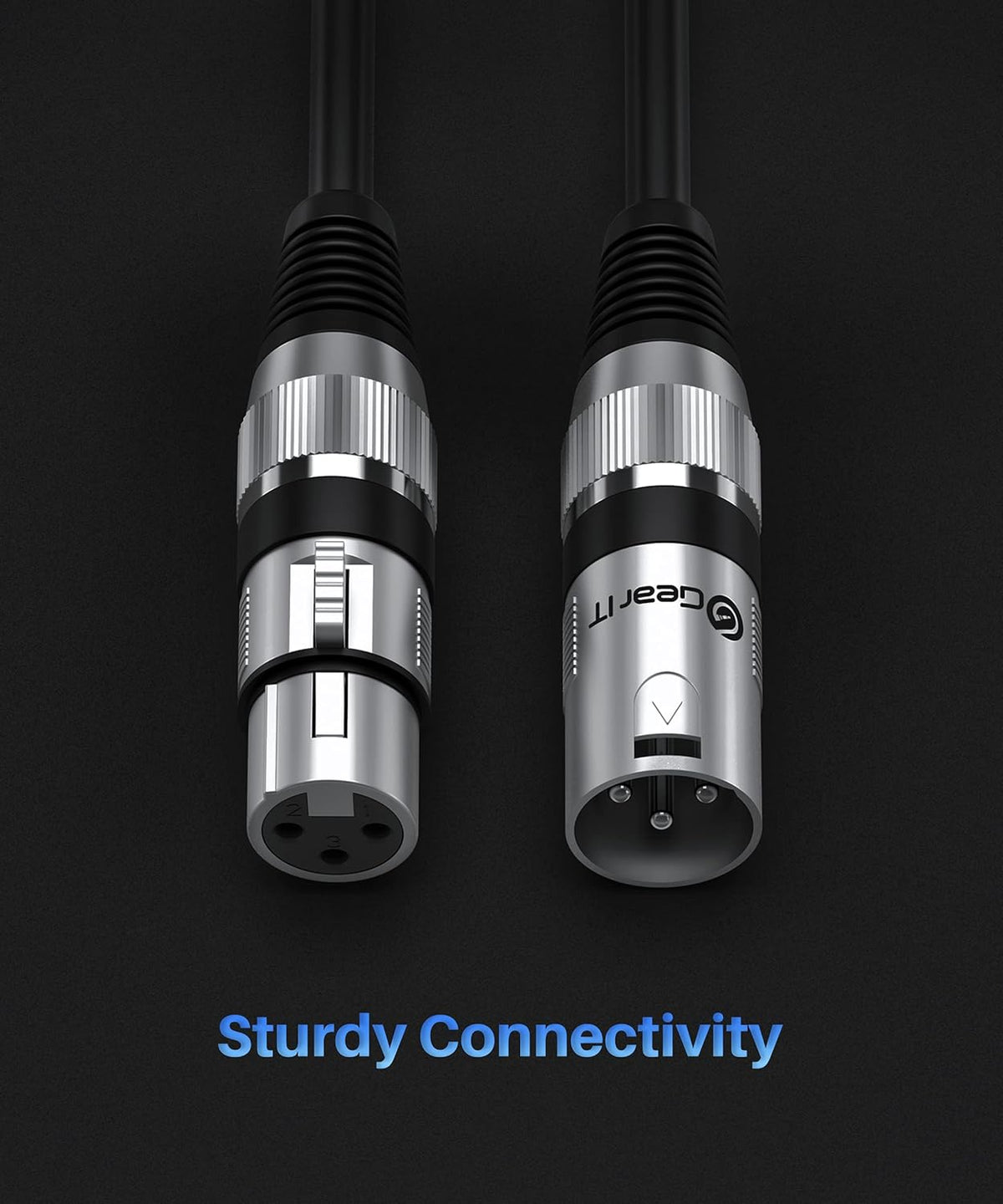GEARit XLR Male to Female Microphone Cable (10 Feet, 6-Pack) 3-Pin Balanced Shielded Mixer, Recording Studio, Podcast - Black - PuriLite