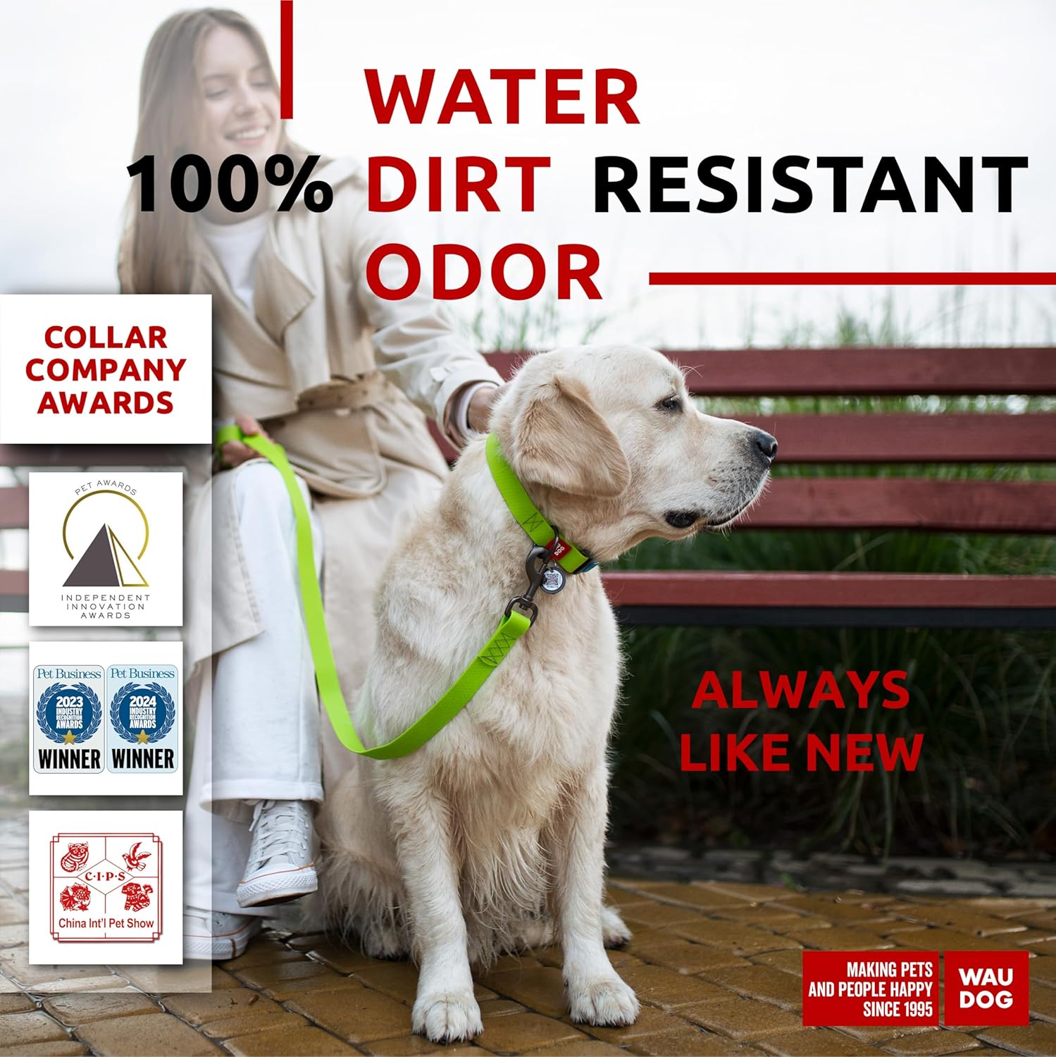 Waterproof Dog Collar - Adjustable Glow Dog Collar for Large Dogs, Small and Medium Dogs - Heavy Duty Dog Collars with Durable Metal Clasp and QR Dog Tag - Glow in The Dark Dog Collars - PuriLite