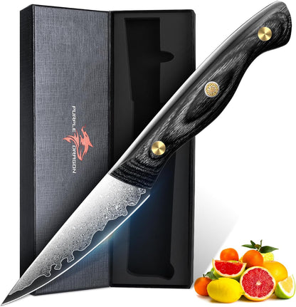 Purple Dragon Damascus Fish Fillet Knife - 7 inch Flexible Boning Knife with VG10 Core, Kitchen Slicing Knife with Full Tang Handle, Birthday Dad Mom Gift - PuriLite