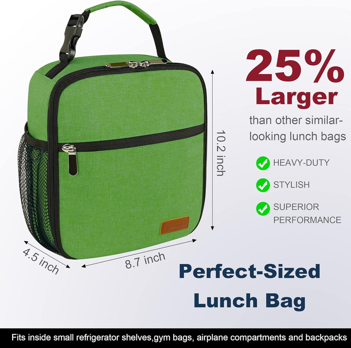 Lunch Box for Men Women Adults Small Lunch Bag for Office Work Picnic - Reusable Portable Lunchbox, Black - PuriLite