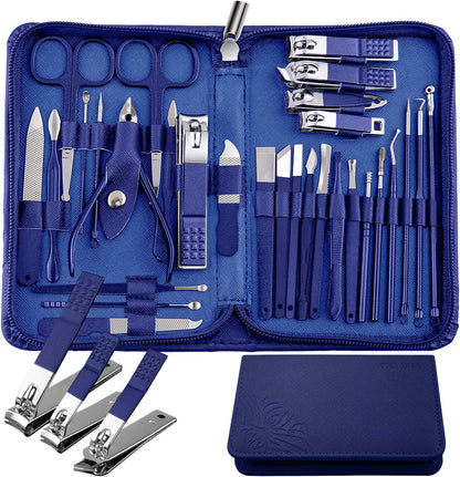 WOAMA Manicure Set 30 in 1 Nail Clipper Set Nail Kit for Women Men Stainless Steel Manicure Kit Professional with Travel Case - PuriLite
