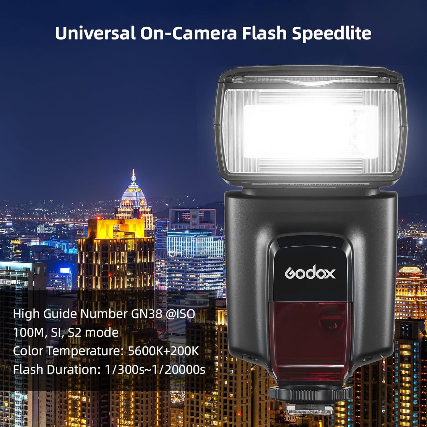 GODOX TT560II Universal Camera Flash Speedlite Light Electronic GN38 Hot Shoe Mount with 2.4G Wireless Trigger & Mini Stand Compatible with Canon Sony Nikon Fujifilm Olympus Cameras - PuriLite