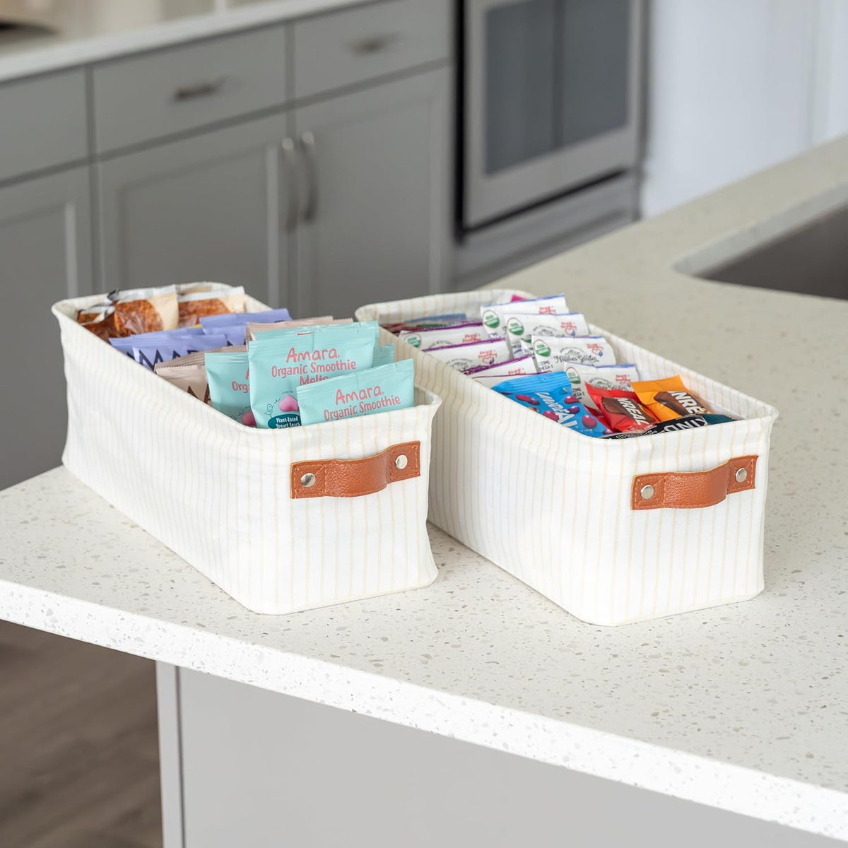 OrganiHaus Large Fabric Storage Baskets for Shelves 3 Pack, 15x11in Closet Storage Bins for Shelves, Cloth Baskets, Fabric Storage Cubes, Linen Closet Organizers, Fabric Basket, White Basket - PuriLite