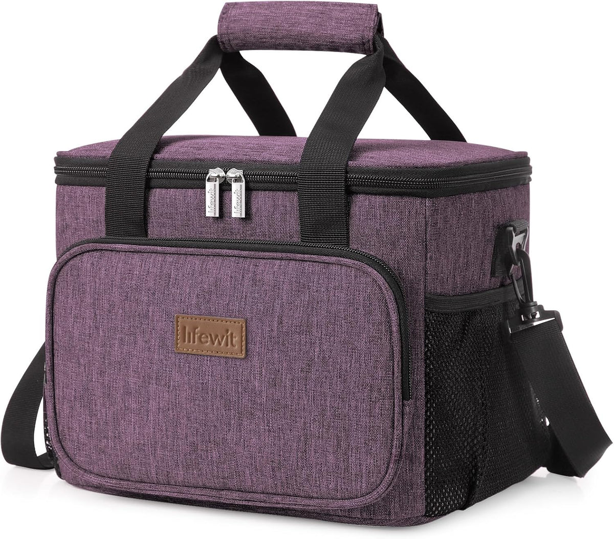 Lifewit Large Lunch Bag for Adults, 24-Can 15L Insulated Lunch Box Leakproof Soft Cooler Cooling Tote for Men Women, Waterproof Reusable Cooler Bags for Work Office Outdoor Picnic Camping, Black - PuriLite