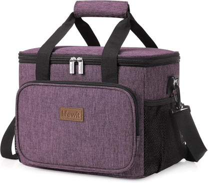Lifewit Large Lunch Bag for Adults, 24-Can 15L Insulated Lunch Box Leakproof Soft Cooler Cooling Tote for Men Women, Waterproof Reusable Cooler Bags for Work Office Outdoor Picnic Camping, Black - PuriLite