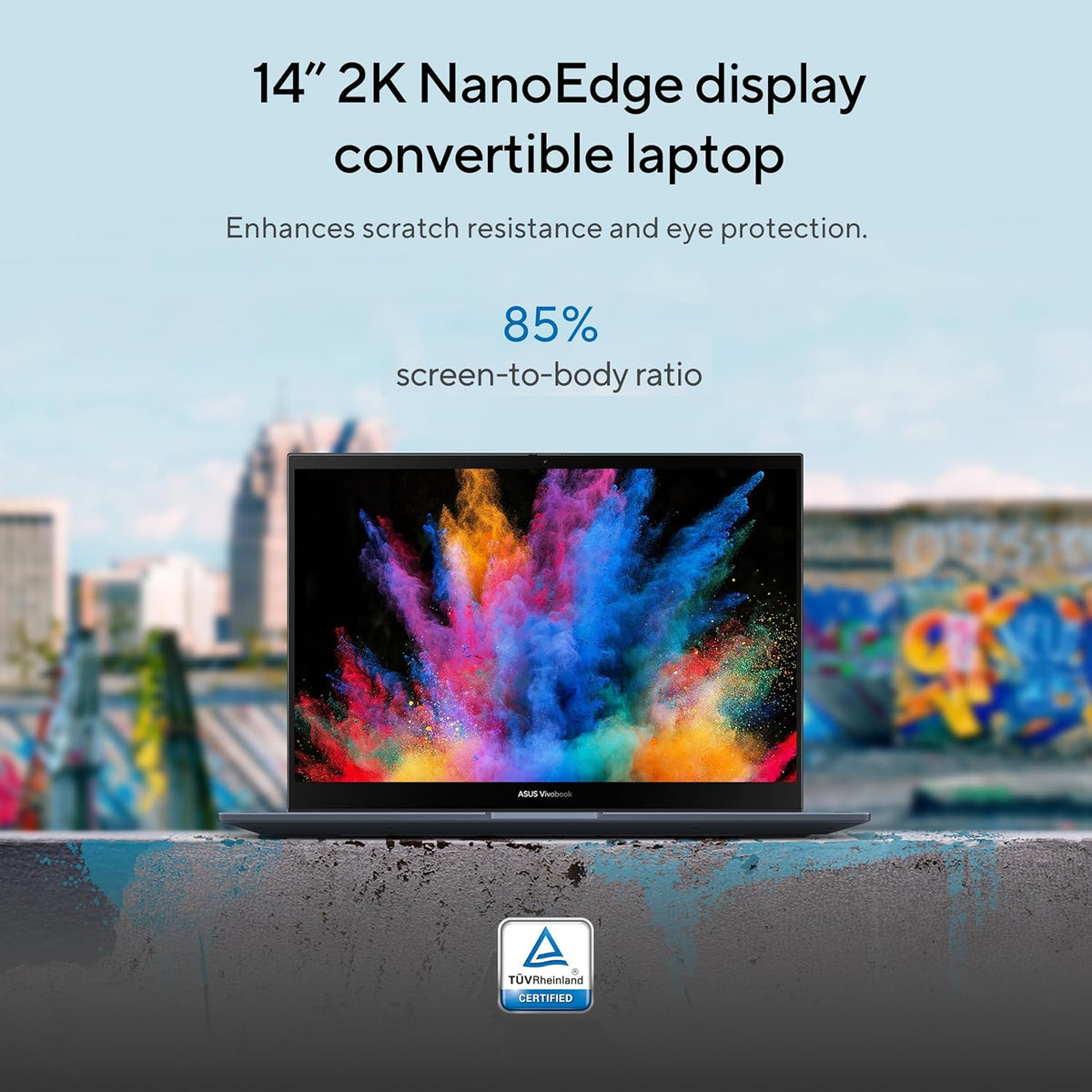 ASUS Vivobook S 14 Flip Laptop, 14” WUXGA 16:10 Touch Display, AMD Ryzen 7 7730U CPU, AMD Radeon™ Graphics, 16GB RAM, 512GB SSD, Fingerprint Sensor, Windows 11 Home, Quiet Blue, TN3402YA-AS71-CA - PuriLite