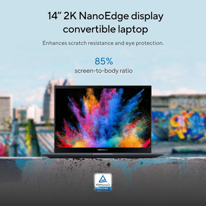 ASUS Vivobook S 14 Flip Laptop, 14” WUXGA 16:10 Touch Display, AMD Ryzen 7 7730U CPU, AMD Radeon™ Graphics, 16GB RAM, 512GB SSD, Fingerprint Sensor, Windows 11 Home, Quiet Blue, TN3402YA-AS71-CA - PuriLite