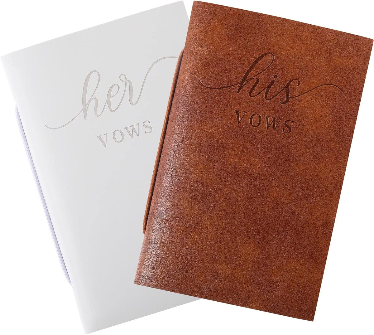 2 Pcs Wedding Vow Books His and Hers Vow Books Vow Notebook for Wedding Vows Journal Wedding Day Officiant Book 5.9 x 3.9 Inch, Bridal Shower Gifts, Wedding Keepsake, 50 Pages/Pcs (White, Brown) - PuriLite