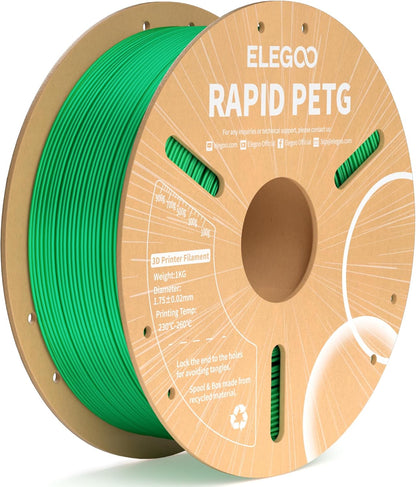 ELEGOO Rapid PETG Filament 1.75mm Black 1KG, 3D Printer Filament Max 600 mm/s High Speed Printing, Dimensional Accuracy +/- 0.02 mm Fit Most FDM Printer 1kg Cardboard Spool - PuriLite