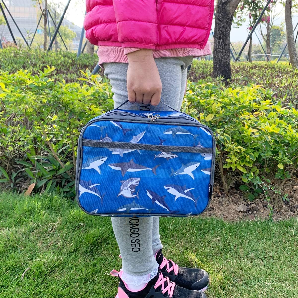 FlowFly Kids Lunch Box Insulated Soft Bag Mini Cooler Back to School Thermal Meal Tote Kit for Girls, Boys, Black - PuriLite
