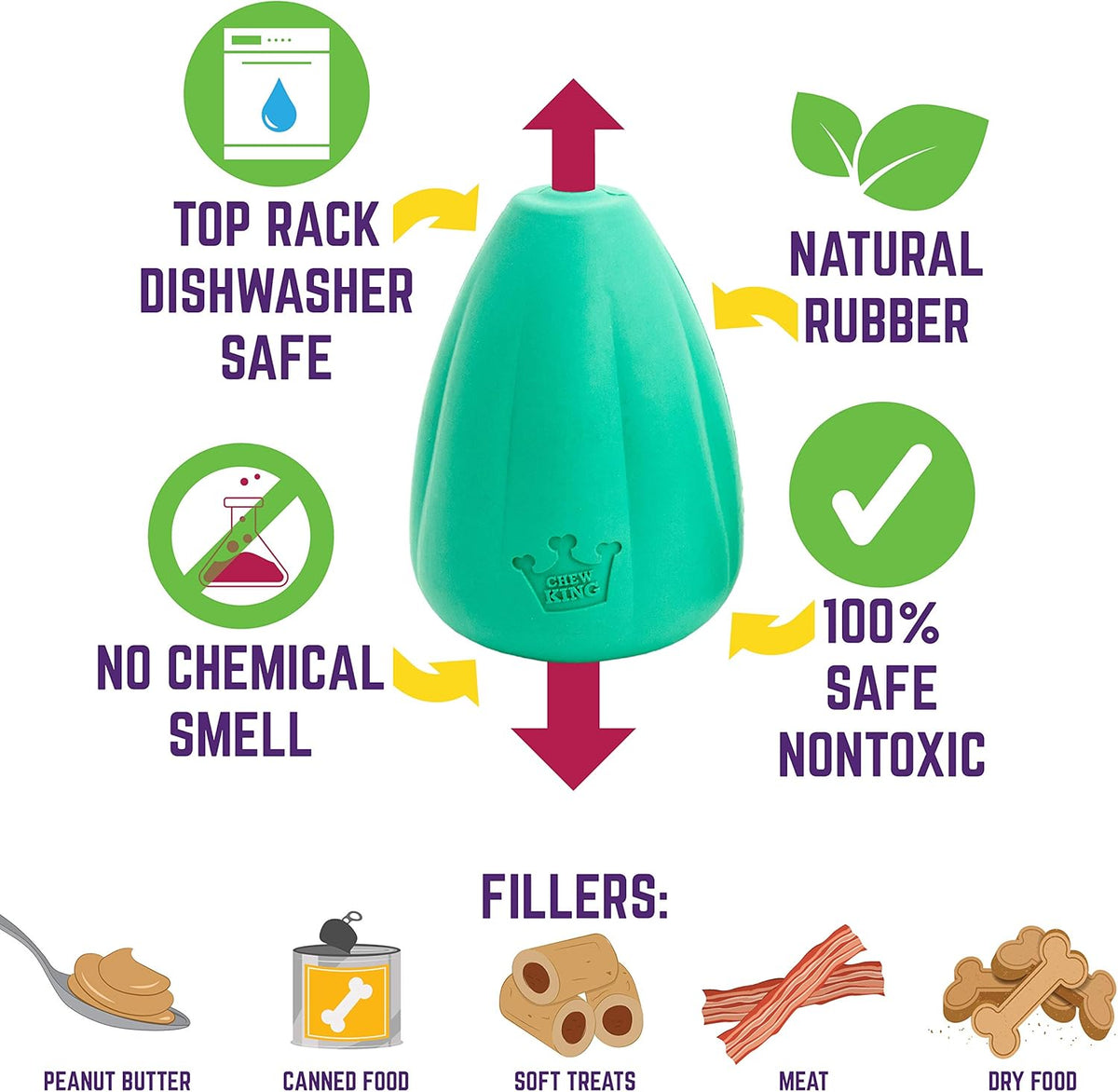 Chew King Premium Treat Dog Toy, L, Extremely Durable Natural Rubber Toy, Pack of 2 - PuriLite