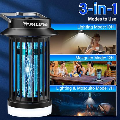 PALONE Bug Zapper, Electric Bug Zapper with 4200V,Indoor Bug Zapper with 2600mAh Used for 13 Hours, Portable Electric Flytrap,Outdoor Bug Zapper for Home,Backyard,Patio,Camping and Fishing - PuriLite