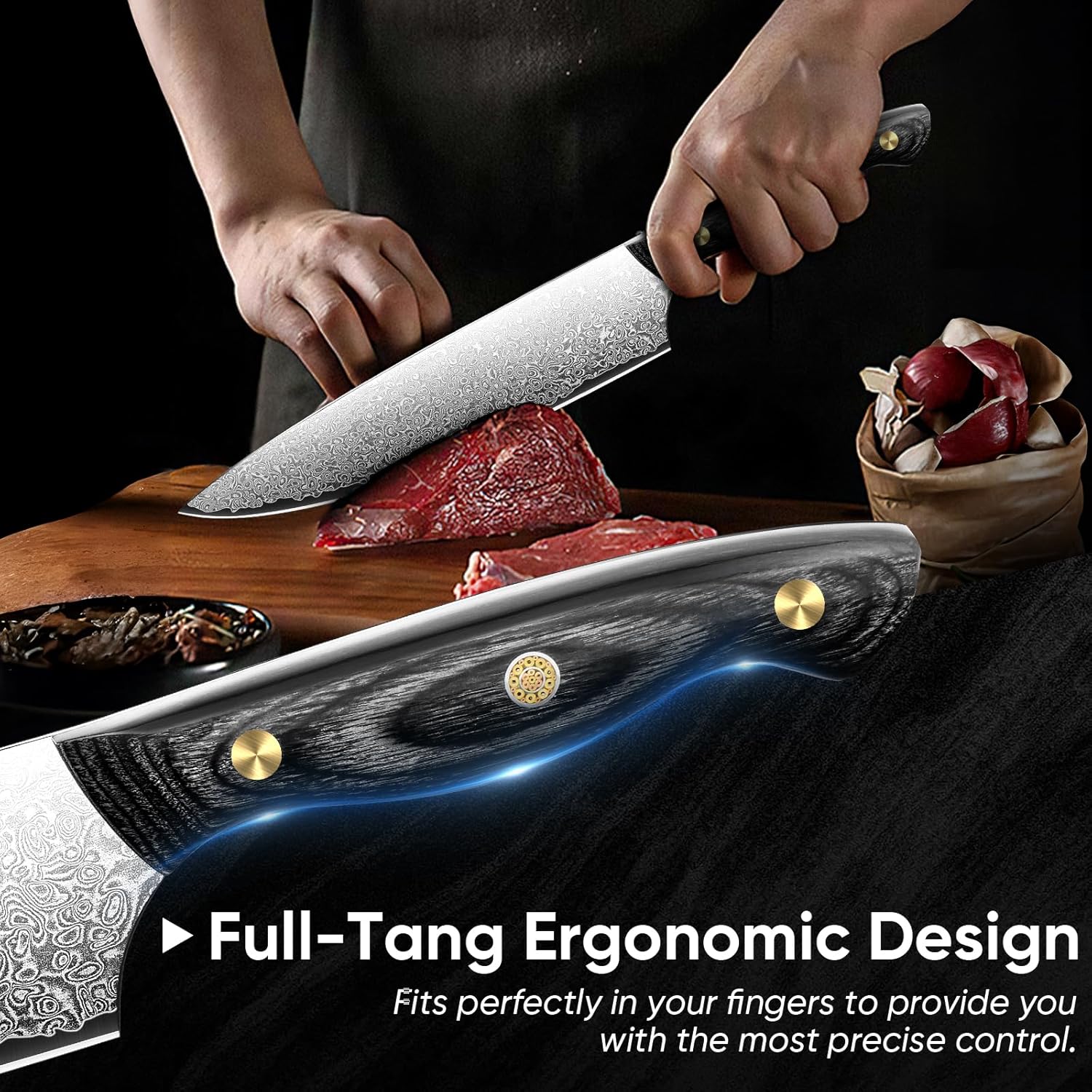 Purple Dragon Damascus Fish Fillet Knife - 7 inch Flexible Boning Knife with VG10 Core, Kitchen Slicing Knife with Full Tang Handle, Birthday Dad Mom Gift - PuriLite