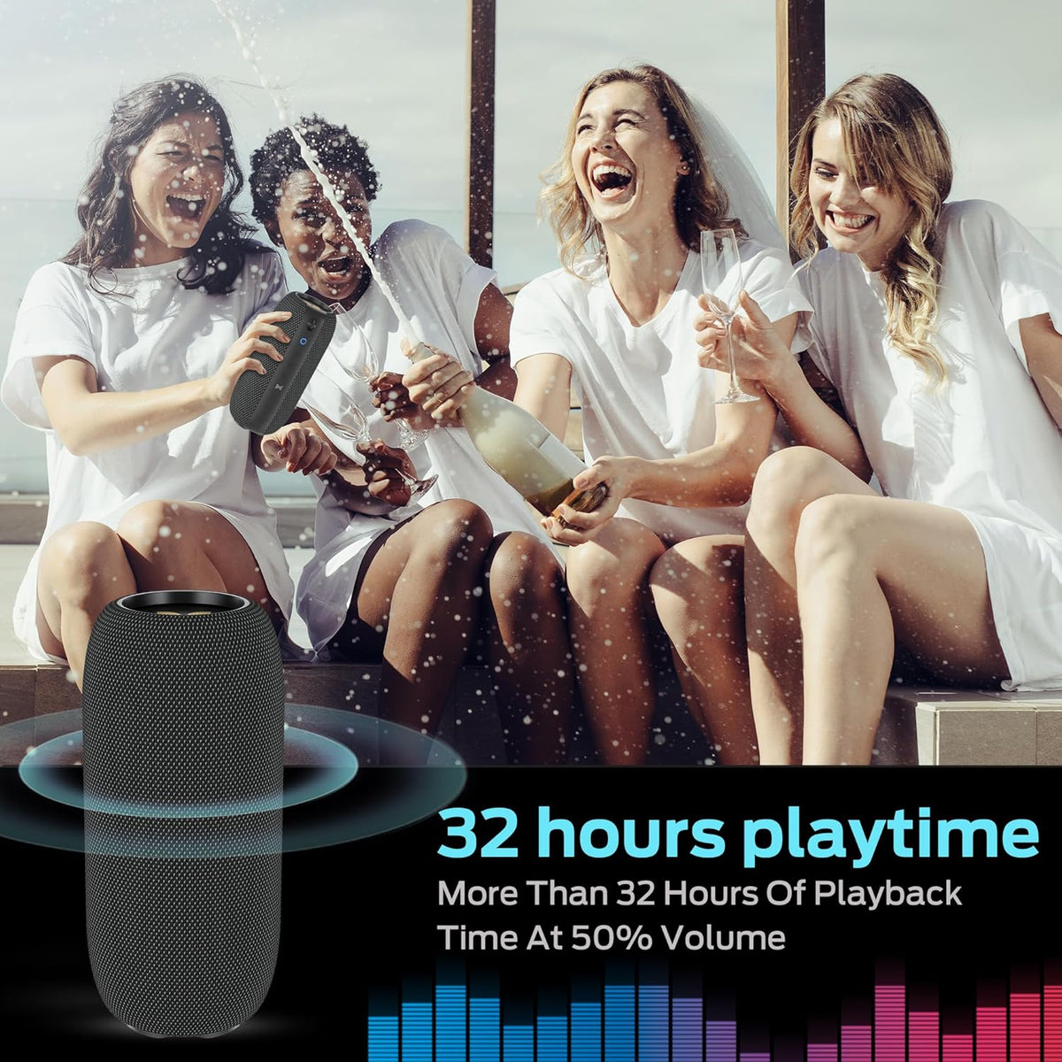 Monster S320 Bluetooth Speaker, Portable Bluetooth Speaker, 40W True Wireless Speaker,360° Stereo Sound Effect, IPX7 Waterproof Speaker, 32 Hour Playing Time, Suitable for Outdoor Speaker - PuriLite