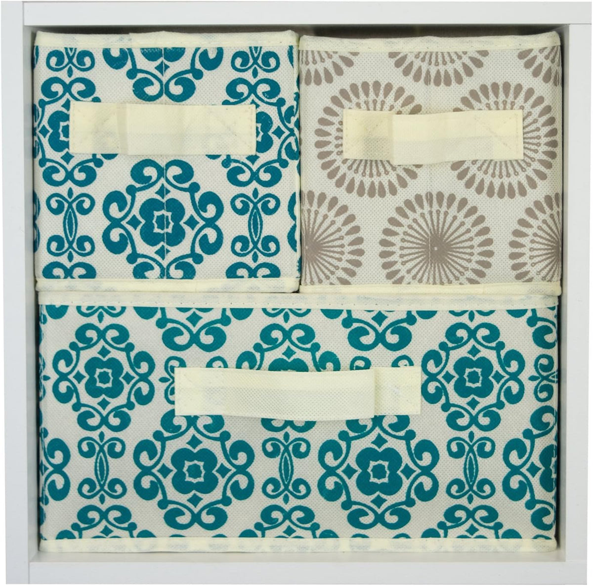 DII Foldable Fabric Storage Containers for Nurseries, Offices, Closets, Home Decor, Cube Organizers & Everyday Storage Needs, (Large - 11 x 11 x 11) Scroll Nautical Blue - Set of 2 - PuriLite