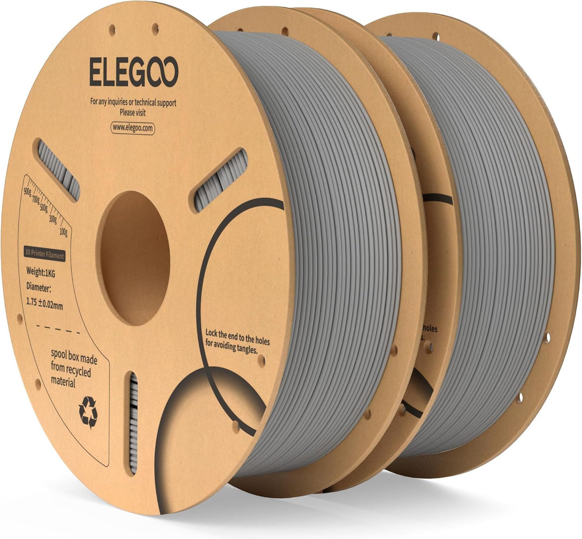 ELEGOO PLA Filament 1.75mm Black 1KG,3D Printer Filament Dimensional Accuracy +/- 0.02mm,1kg Cardboard Spool(2.2lbs) 3D Printing Filament Fits for Most FDM 3D Printers - PuriLite