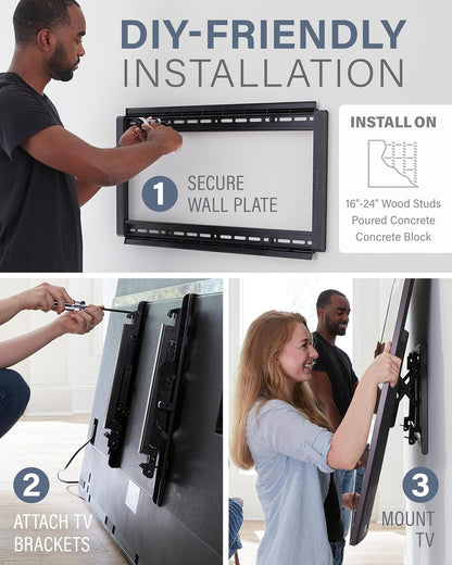 SANUS Advanced Tilt Premium Universal TV Wall Mount for 46” to 90” Flat-Panel TVs - Low Profile, Smooth Extension & Easy to Install - Model VLT6-B1 - PuriLite