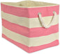 DII Storage Basket or Bin, Collapsible & Convenient Storage Solution for Office, Bedroom, Closet, Toys, Laundry (Large) - Pink Rugby Stripe - PuriLite