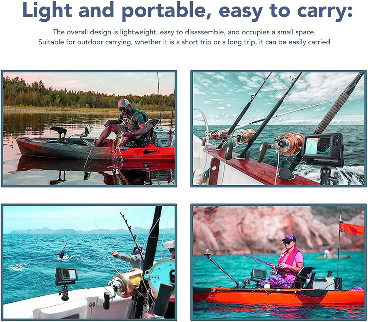 ZAWELIYO Fish Finder Mount Holder Rack 360 Degree Rotatable Height Adjustable Shock for Kayaks Canoes Accessories - PuriLite