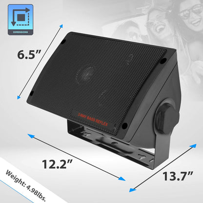 Pyramid Outdoor Speaker, 200 Watt 3-way Mini Box Speaker System, Perfect for Indoor and Outdoor Use, 3.25" Powerful Woofer, Pair - PuriLite