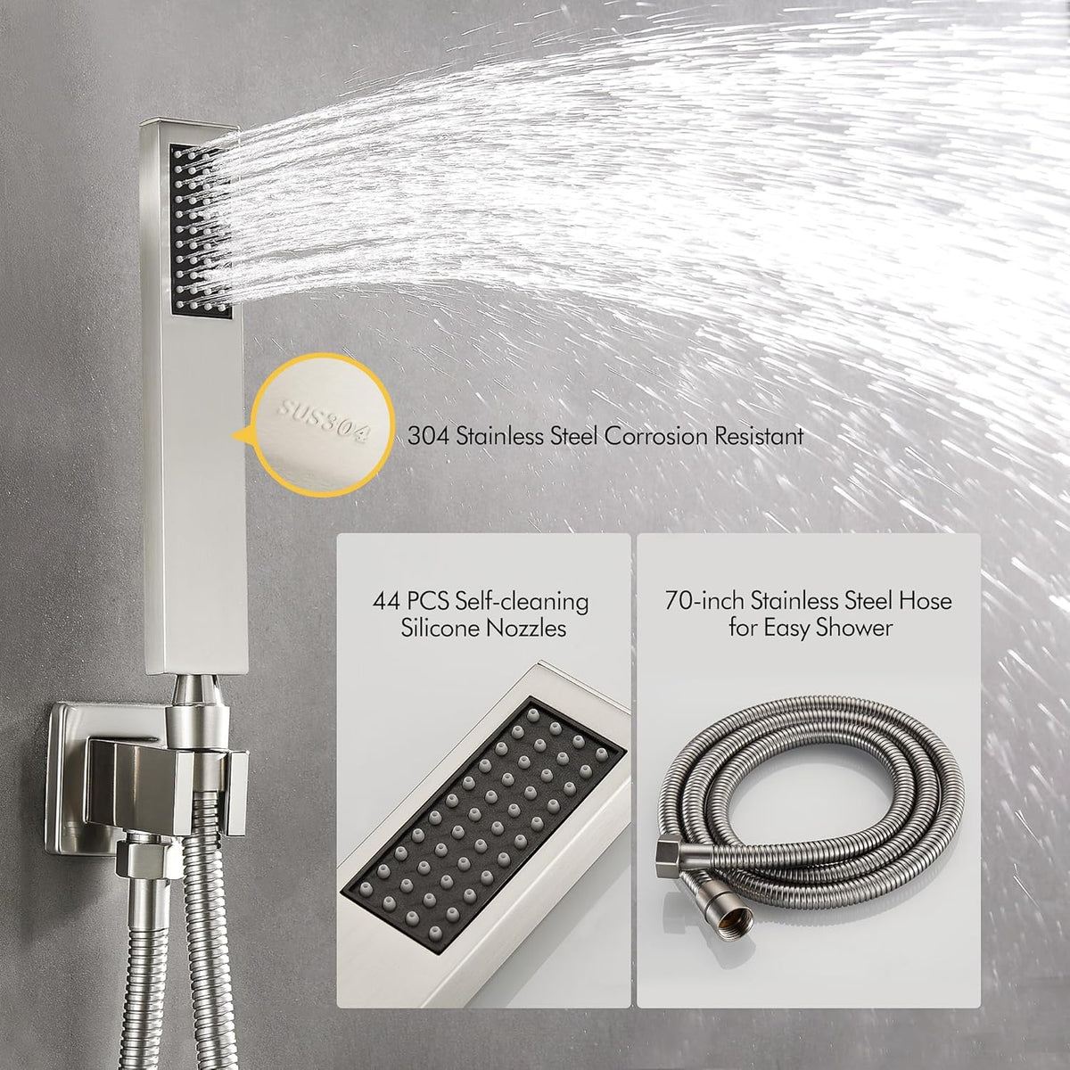 Fransiton Shower System Rain Shower System Set Ceiling Mounted, Rainfall Shower Head with Handheld, Bathroom Shower Kit (Valve Included) (8" - Wall Mount, Matte Black) - PuriLite