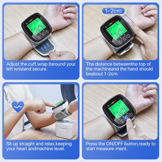 Blood Pressure Monitor for Home Use,Wrist Blood Pressure Machine Automatic Digital LCD Display Blood Pressure Machine Adjustable Wrist Cuff 5.3-7.67" 99x2 Sets Memory with Carrying Case for Home Use - PuriLite