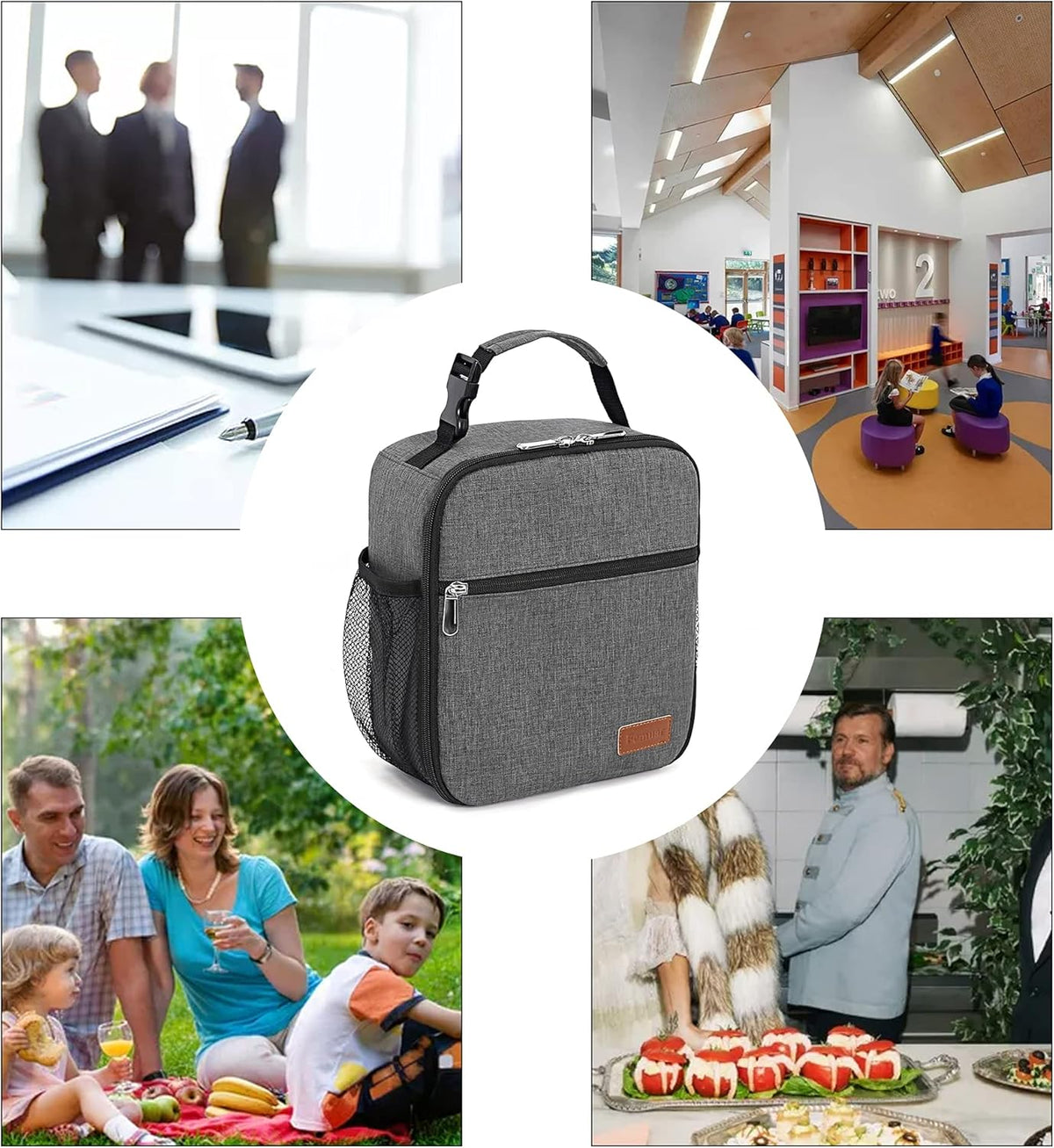 Lunch Box for Men Women Adults Small Lunch Bag for Office Work Picnic - Reusable Portable Lunchbox, Black - PuriLite