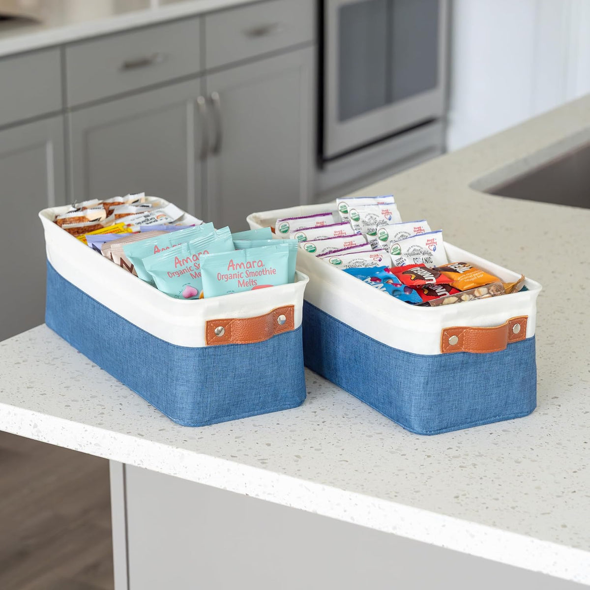 OrganiHaus Large Fabric Storage Baskets for Shelves 3 Pack, 15x11in Closet Storage Bins for Shelves, Cloth Baskets, Fabric Storage Cubes, Linen Closet Organizers, Fabric Basket, White Basket - PuriLite