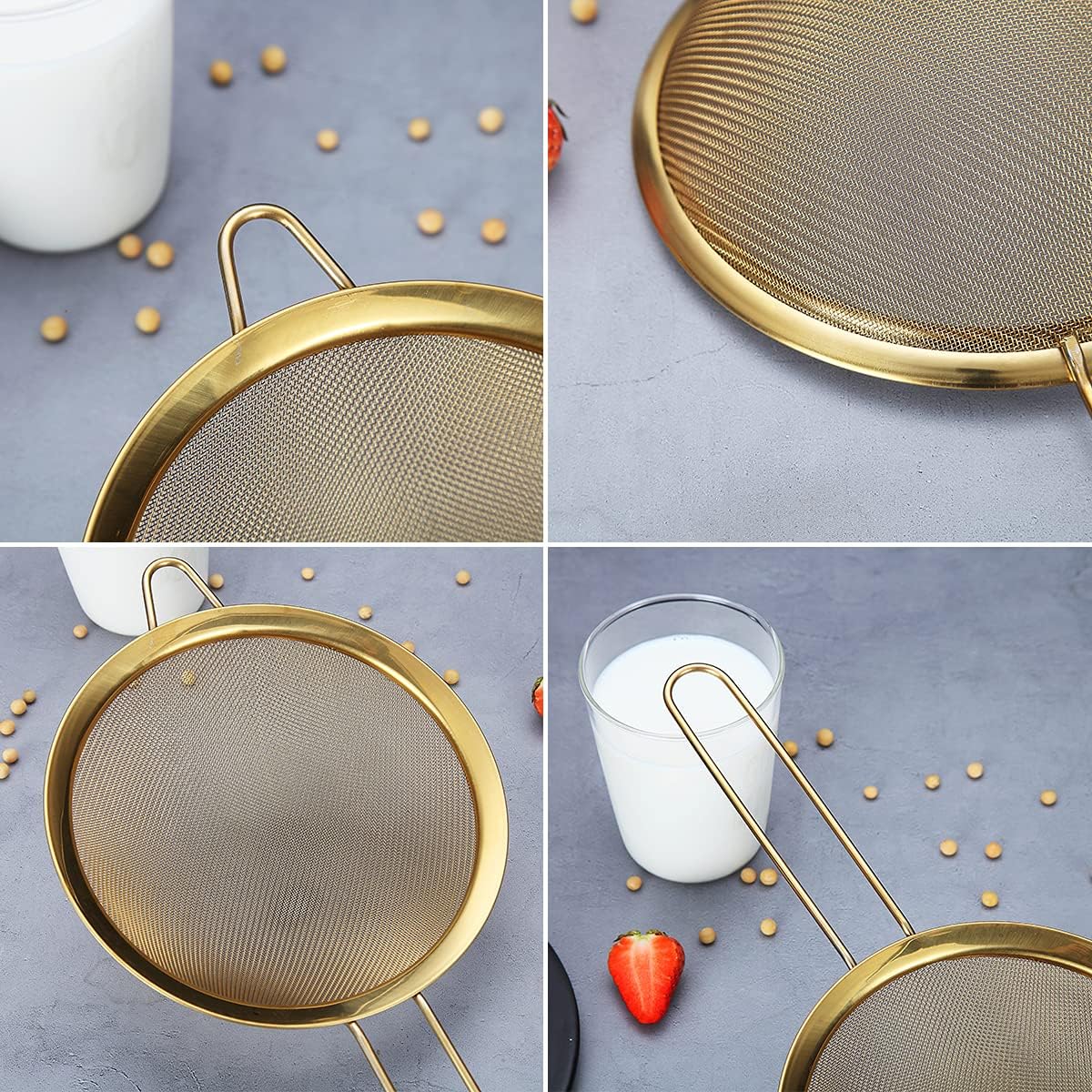 Purilite Select Gold Fine Mesh Strainer 3-Piece Set - PuriLite