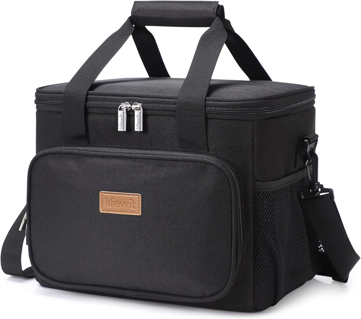 Lifewit Large Lunch Bag for Adults, 24-Can 15L Insulated Lunch Box Leakproof Soft Cooler Cooling Tote for Men Women, Waterproof Reusable Cooler Bags for Work Office Outdoor Picnic Camping, Black - PuriLite