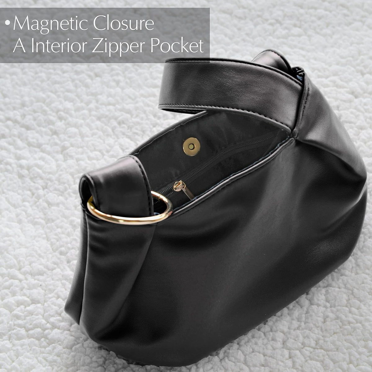 Women's Clutch Soft Vegan Leather Hobo Top Handle Bag Small Tote Purse - PuriLite