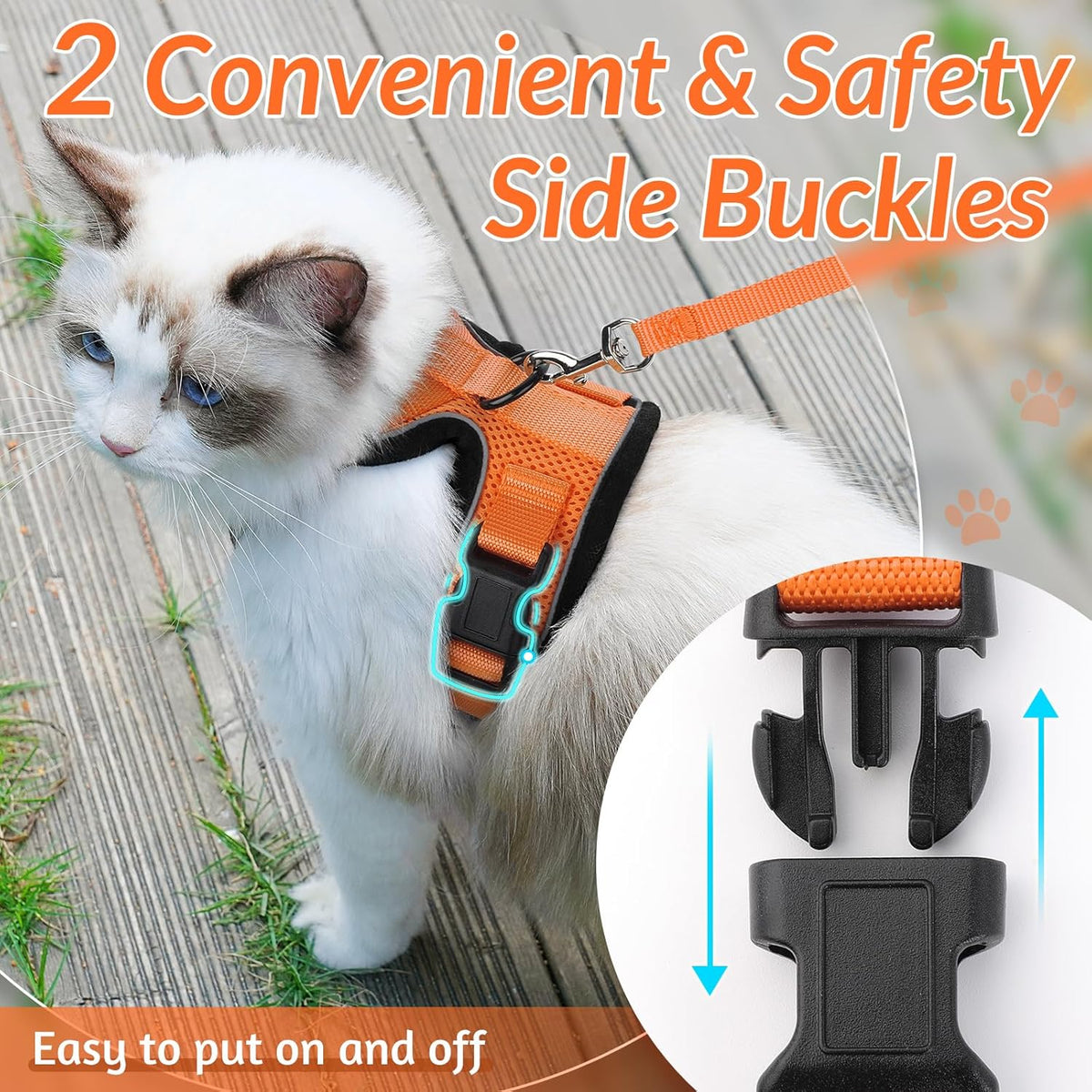 rabbitgoo Cat Harness and Leash for Walking, Escape Proof Soft Adjustable Vest Harnesses for Small Medium Cats, Easy Control Breathable Reflective Strips Jacket, XS, Black - PuriLite