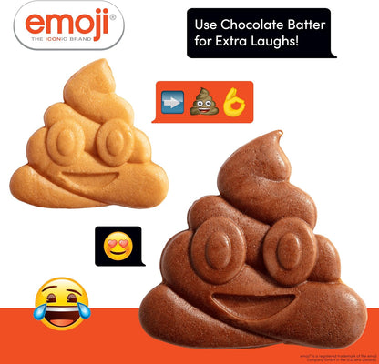 Emoji Poop Mini Waffle Maker- Breakfast Fun for Kids w Cute Smiley Face Design, 4" Waffler Iron Makes Poo Shaped Pan Cakes or Waffles, Electric Nonstick Appliance w Recipes, Funny Gag Gift for Him Her - PuriLite