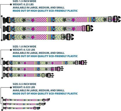 Buckle-Down PC-W21909-M Dog Collar Plastic Clip Buckle, 1"x11"-17", Star Black/White - PuriLite