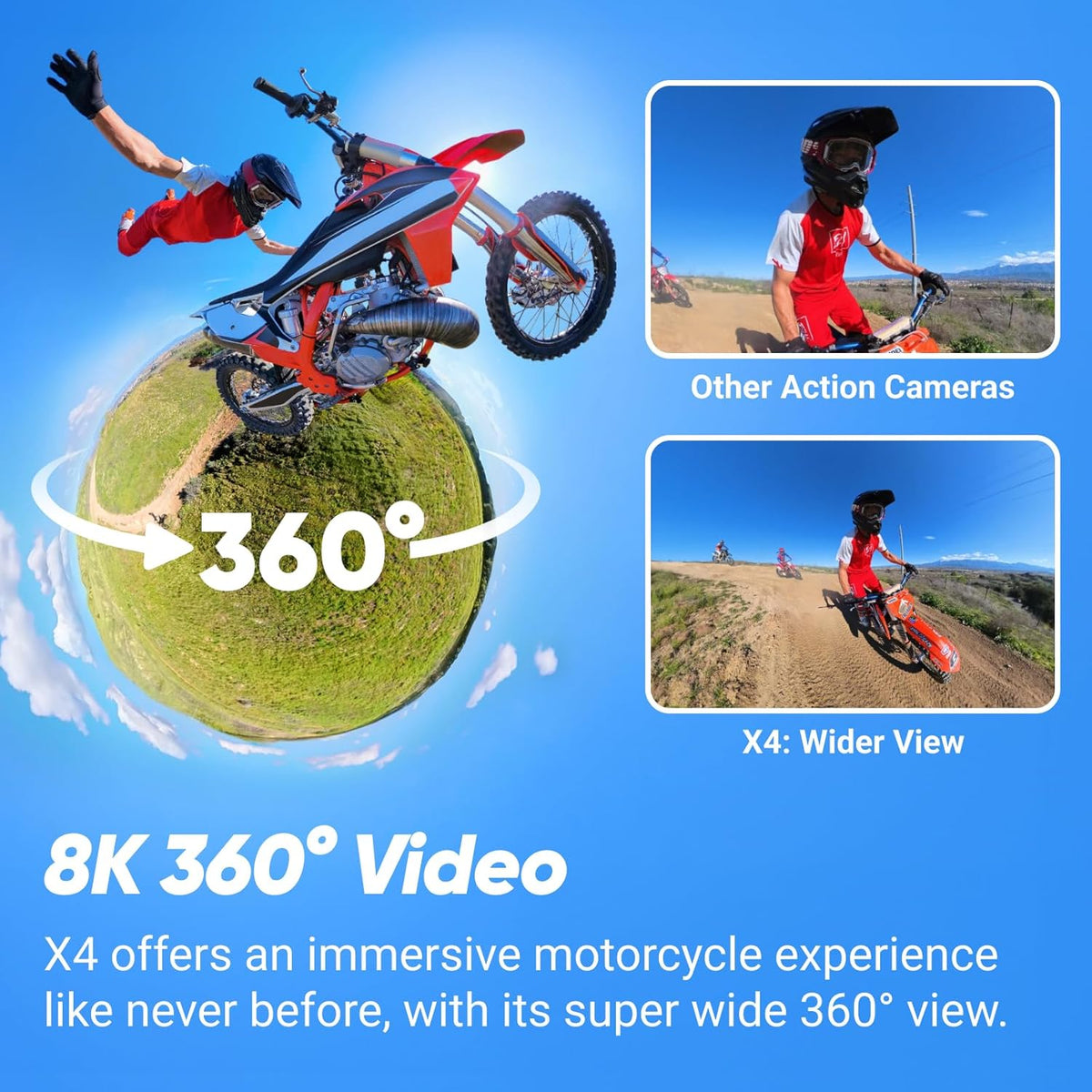 Insta360 X4 Standard Bundle - Waterproof 8K 360 Action Camera, 4K Wide-Angle Video, Invisible Selfie Stick Effect, Removable Lens Guards, 135 Min Battery Life, AI Editing, Stabilization - PuriLite