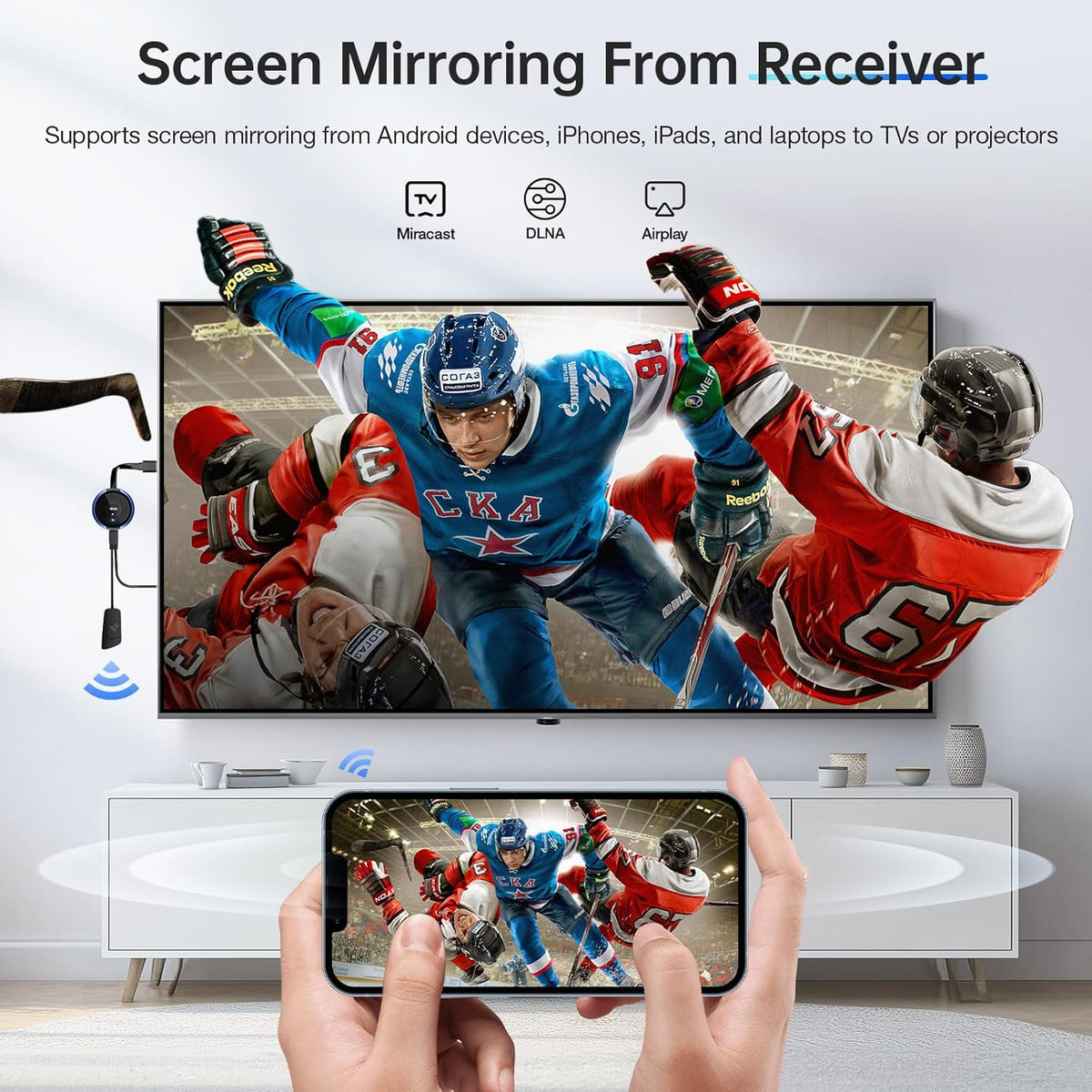 Wireless HDMI Transmitter and Receiver Kit, AIMIBO 4K Wireless HDMI Extender Smooth 5G Video/Audio for Laptop, Cable Box, Camera, Phone, Football Live Streaming to Monitor, Projector, HDTV -165FT/50M - PuriLite