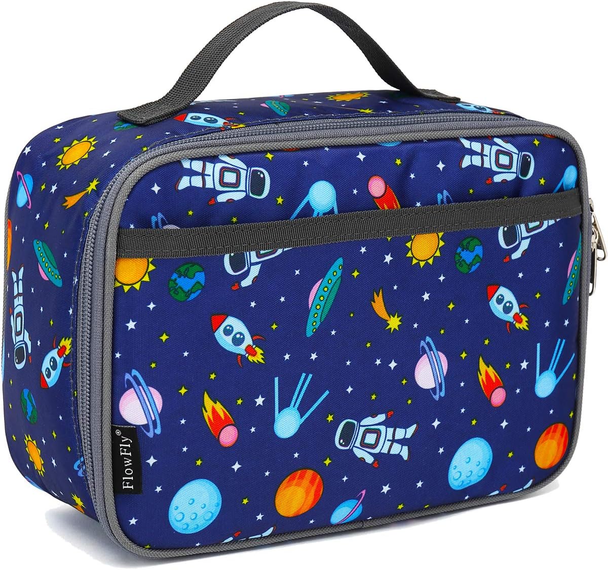 FlowFly Kids Lunch Box Insulated Soft Bag Mini Cooler Back to School Thermal Meal Tote Kit for Girls, Boys, Black - PuriLite
