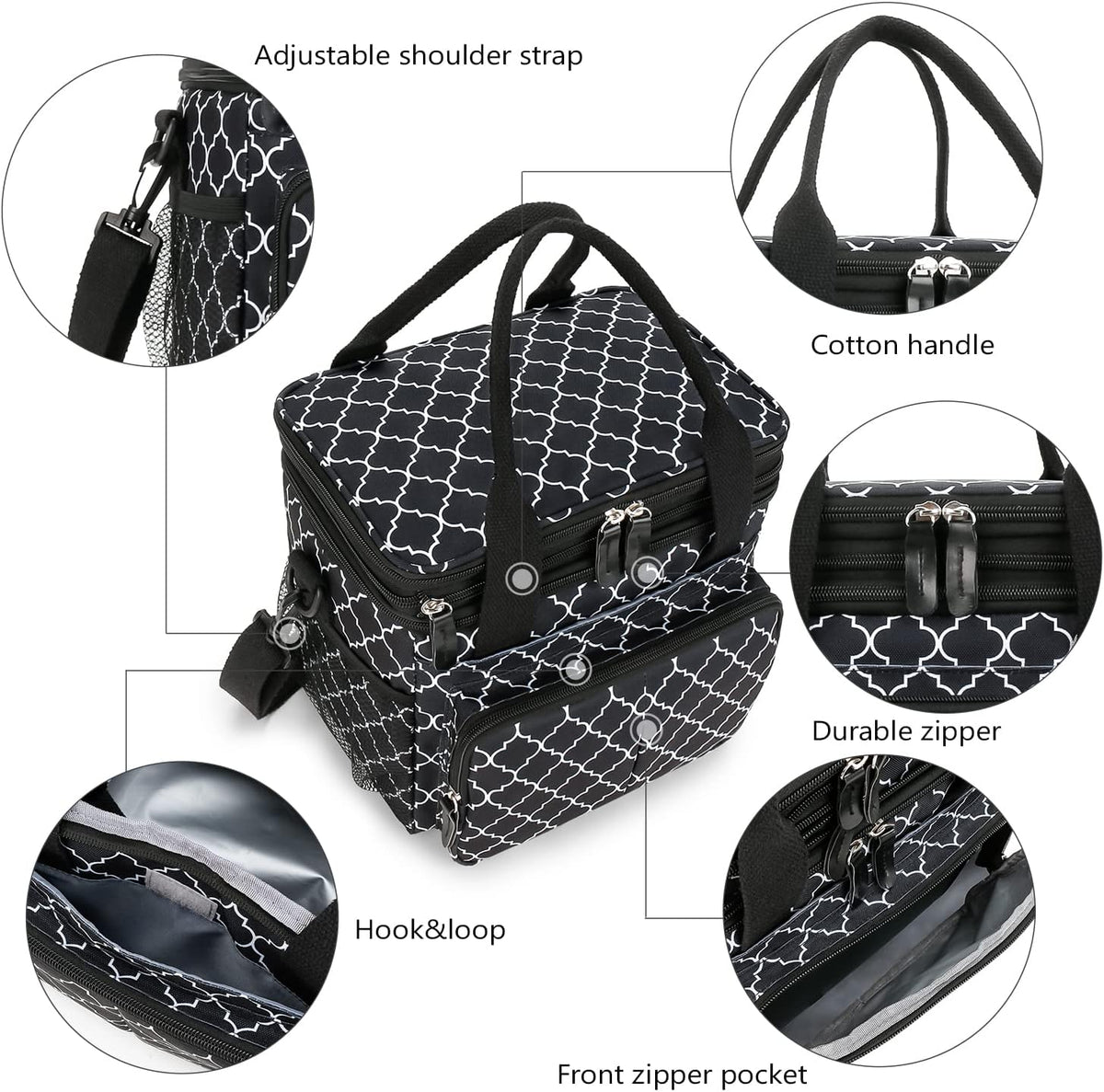 Lunch Bag Women Insulated Lunch Box for Work, Purple Expandable Large Lunch Bags, Leakproof Double Deck Lunch Box Cooler Bag（Purple） - PuriLite