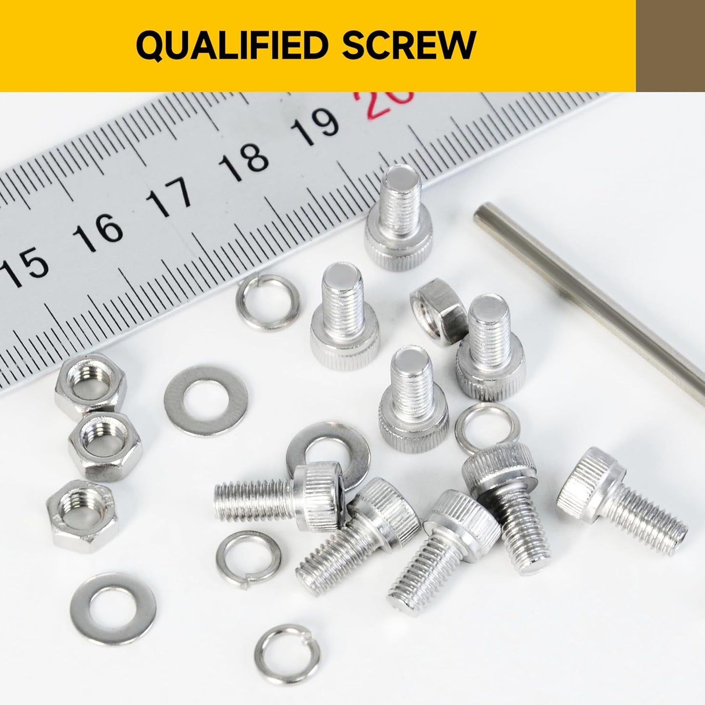 Mywish 900Pcs Metric Screw Assortment, M3 M4 M5 M6 Screw Assortment Kit 304 Stainless Steel Hex Socket Button Head Socket Cap Metric Screws Bolts & Flat Washers/Nuts/Hex Wrenches 16 Sizes 8MM to 20MM - PuriLite
