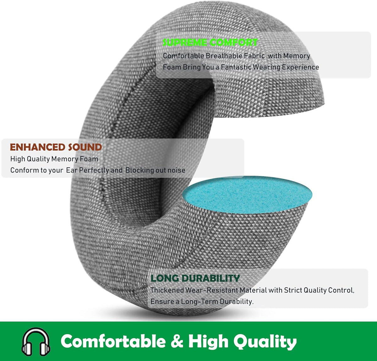 ACCOUTA Durable Replacement Earpads Cushions Compatible with Corsair Virtuoso RGB Wireless SE Gaming Headset Ear Pads with Breathable Fabric Foam - PuriLite