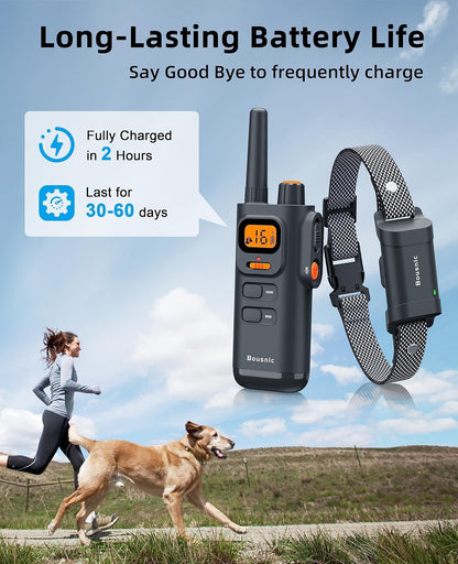 Bousnic Dog Shock Collar with Remote - [New Edition] 4000FT Dog Training Collar for Large Medium Small Dogs (8-120lbs) Waterproof Rechargeable E Collar with Beep, Vibration, Safe Shock (Grey) - PuriLite