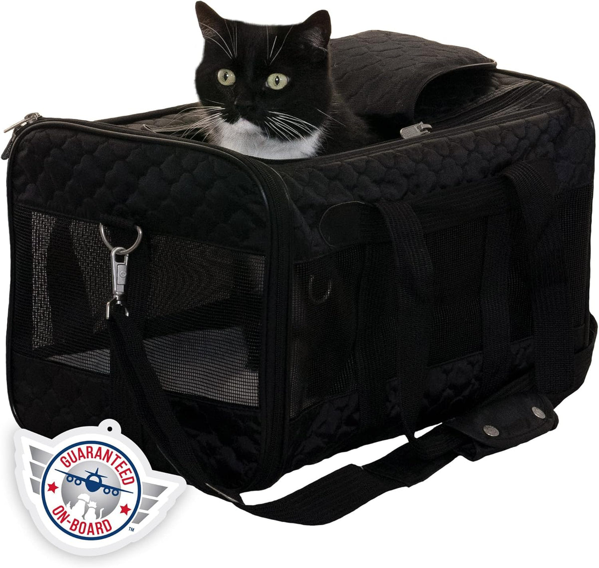Sherpa Original Deluxe Travel Bag Pet Carrier, Airline Approved & Guaranteed-On-Board - Mesh Panels & Spring Frame, Locking Safety Zippers, Machine Washable Liner - Charcoal Gray, Medium - PuriLite