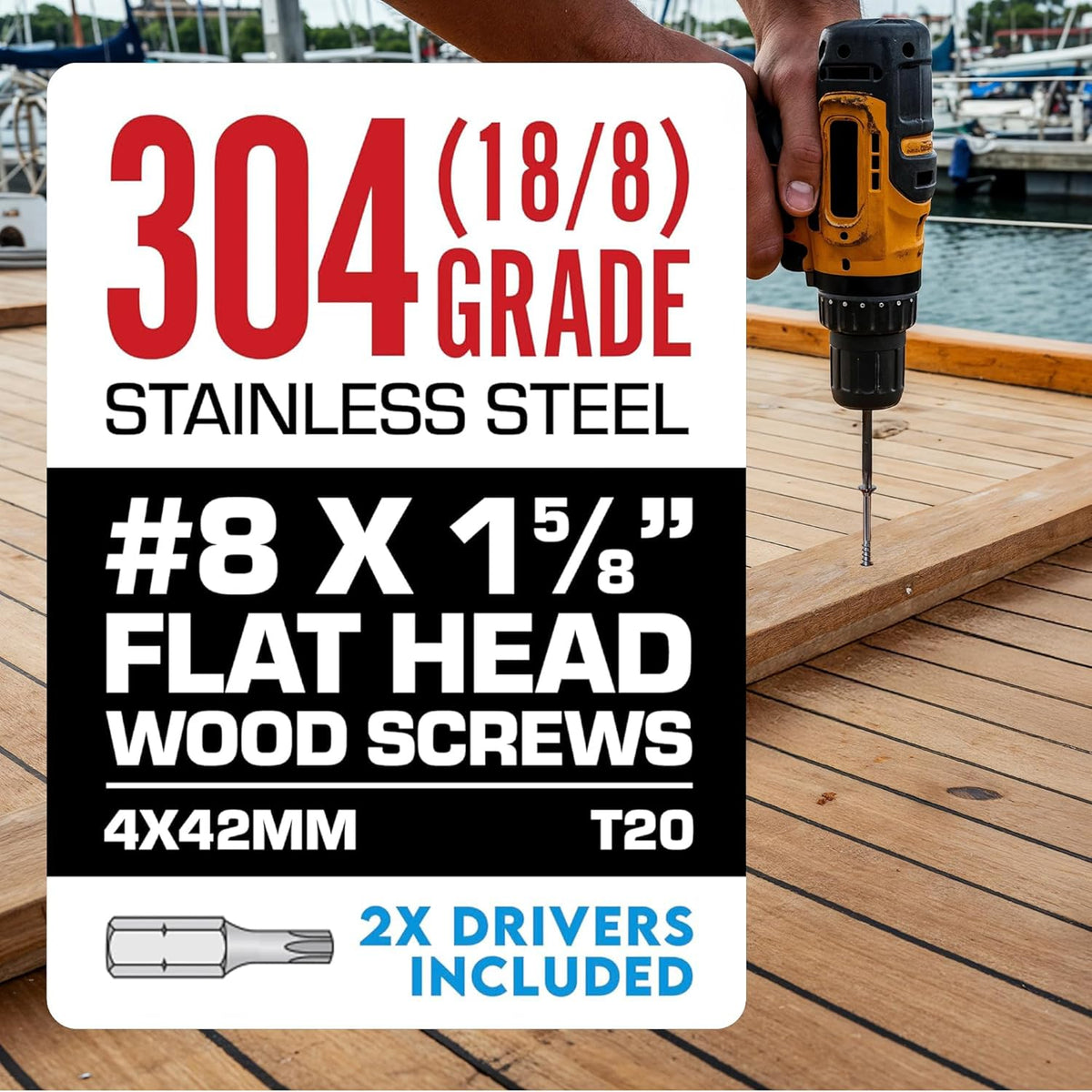 #10 x 3 Inch Stainless Steel Deck Screws 350 Pieces | T25 Star Torx Drive Flat Head | 304 Grade Stainless Steel Wood Screws High Corrosion Resistance by Allen's Trading Co. Eagle Claw Fasteners - PuriLite