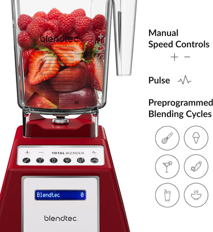 Blendtec Total Classic Original Blender - WildSide+ Jar (90 oz) - Professional-Grade Power - 6 Pre-programmed Cycles - 10-speeds - Black - PuriLite