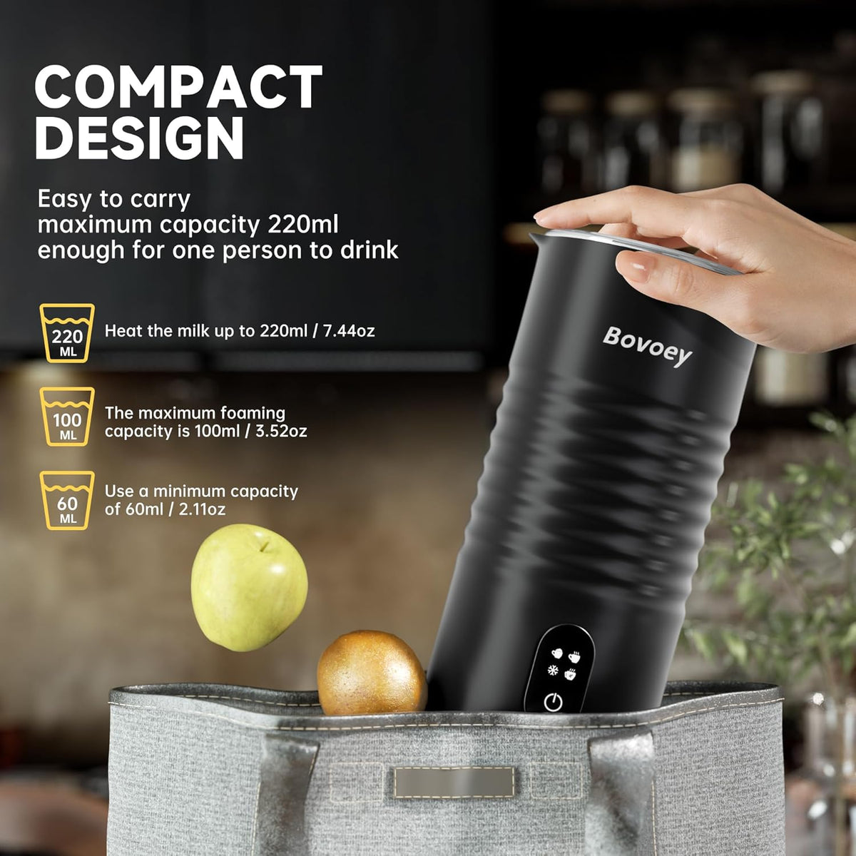 Electric Milk Frother Handheld Set,4 in 1 Automatic Milk Frother and Steamer,Cold Foam Maker Set for Hot Chocolate,Latte,Cappuccino and Macchiato,Electric Mixer Handheld Set for Coffee and Eggs Black - PuriLite