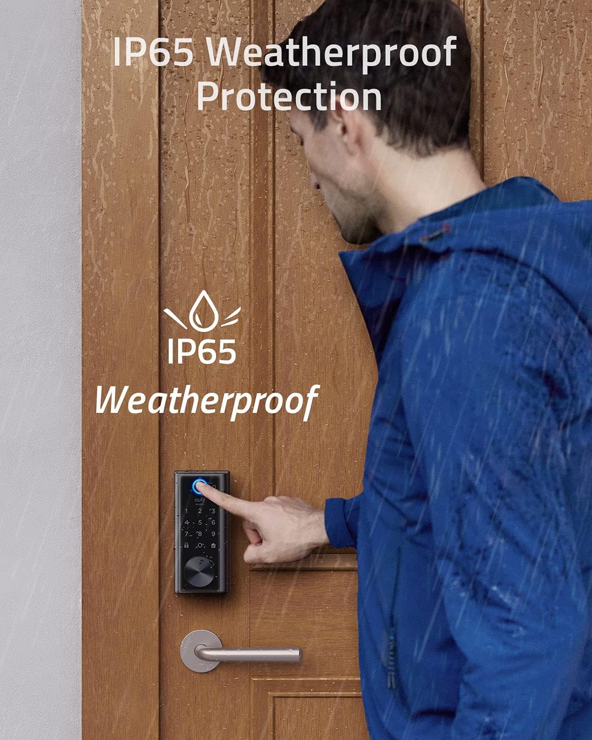eufy Security E130 Smart Lock Touch, Fingerprint Keyless Entry Door Lock, Bluetooth Electronic Deadbolt, Touchscreen Keypad, IP65 Weatherproofing, Compatible with Wi-Fi Bridge (Sold Separately) - PuriLite