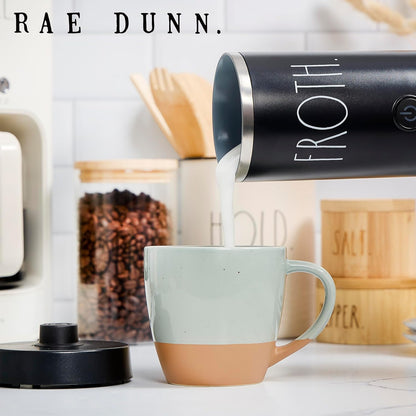 Rae Dunn - Electric Milk Frother - Elegant Automatic Milk Steamer and Frother, Milk Warmer, Hot and Cold Frothing Machine for Coffee, Latte, Cappuccino, Macchiato, - PuriLite