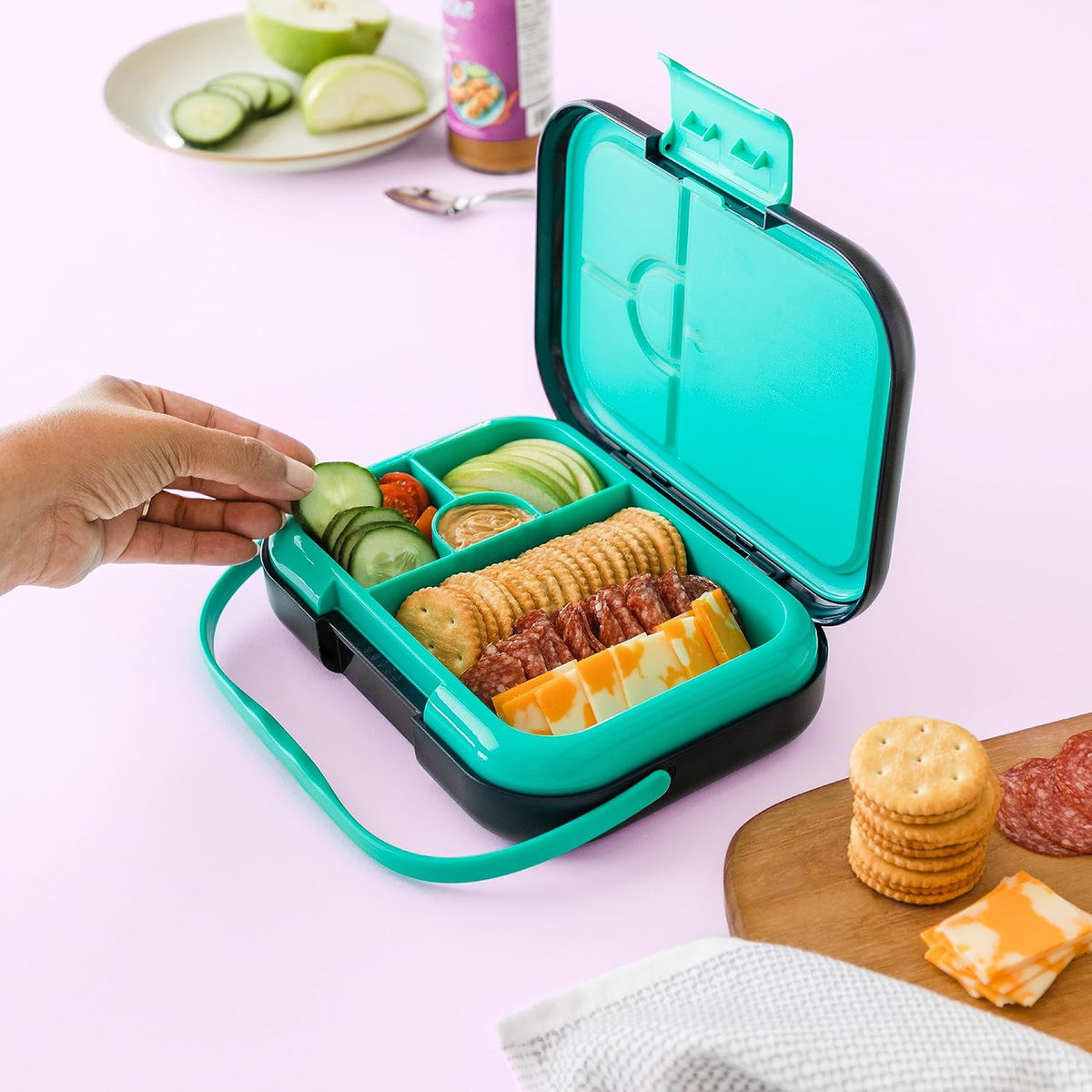 BOZ Kids Bento Lunch Box - 4 Compartment Kids Lunch Containers for Ages 3 to 7 - Leak Proof, Dishwasher Safe - PuriLite