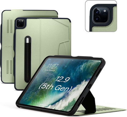ZUGU iPad Pro 12.9 Case 2022/2021 6th & 5th Generation - Ultra Slim Protective Cover - Wireless Apple Pencil Charging - Convenient 10-Angle Magnetic Stand & Auto Sleep/Wake [ Black ] - PuriLite